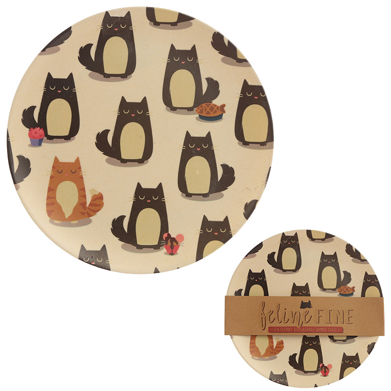 Feline Fine Cat Design Bambootique Eco Friendly Plate