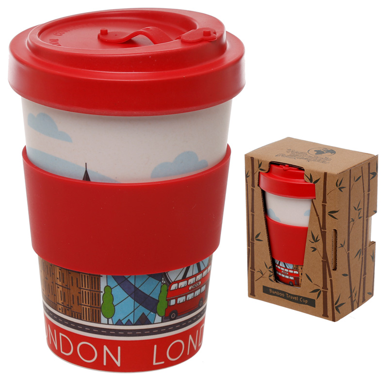 London Design Bamboo Eco Friendly Screw Top Travel Mug
