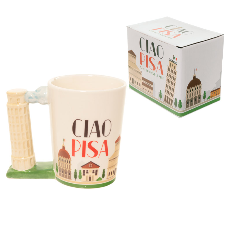 Pisa Shaped Handle Ceramic Mug