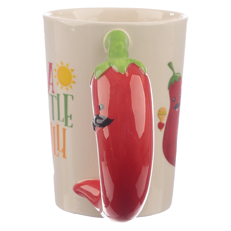 Chilli Pepper Shaped Handle Ceramic Mug