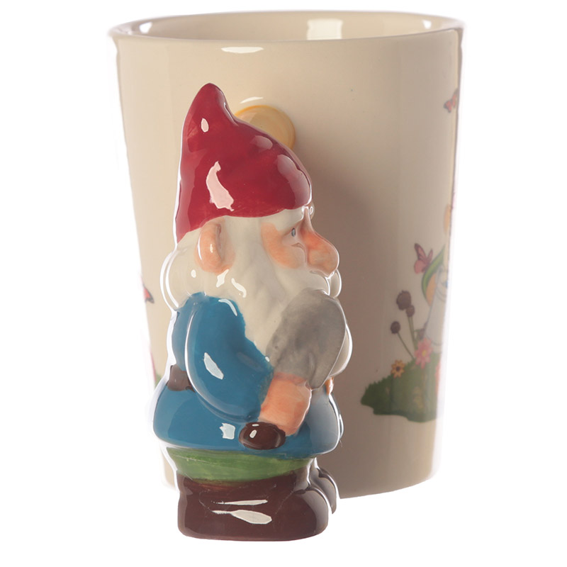 Garden Gnome Shaped Handle Ceramic Mug