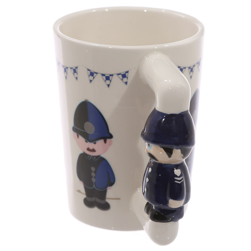 Policeman Shaped Handle Ceramic Mug