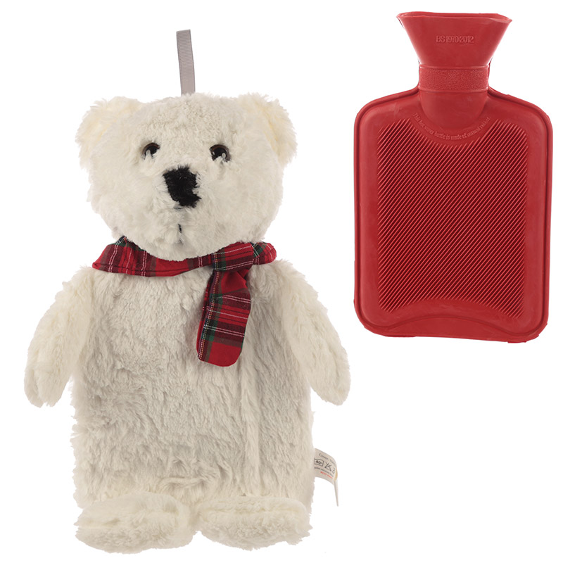 Cute Polar Bear Plush Hot Water Bottle and Cover
