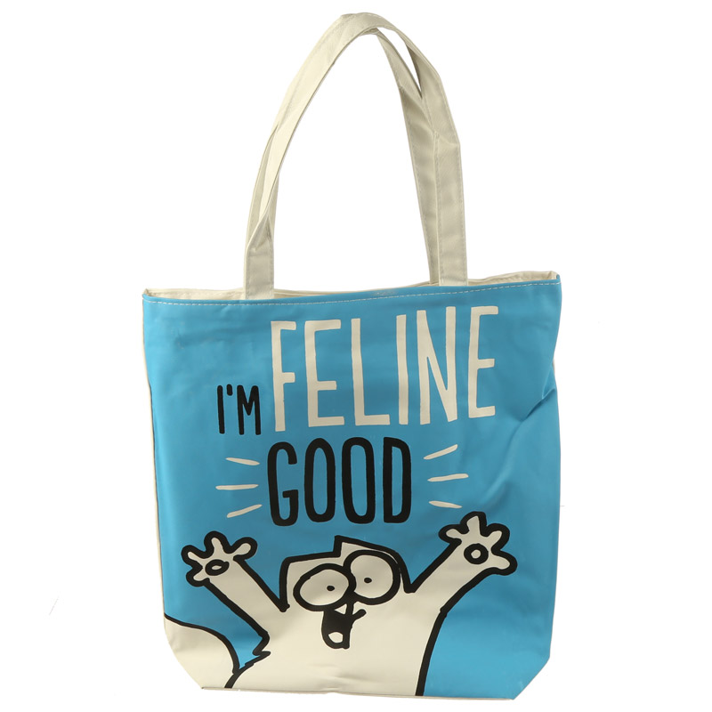 Handy Cotton Zip Up Shopping Bag - Simon's Cat I'm Feline Fine
